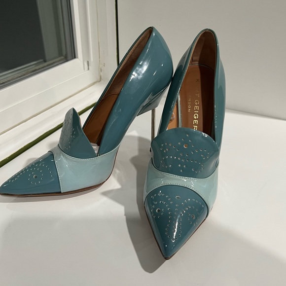 Kurt Geiger London Bond Blue Leather Courts Heels  37 - Picture 3 of 16